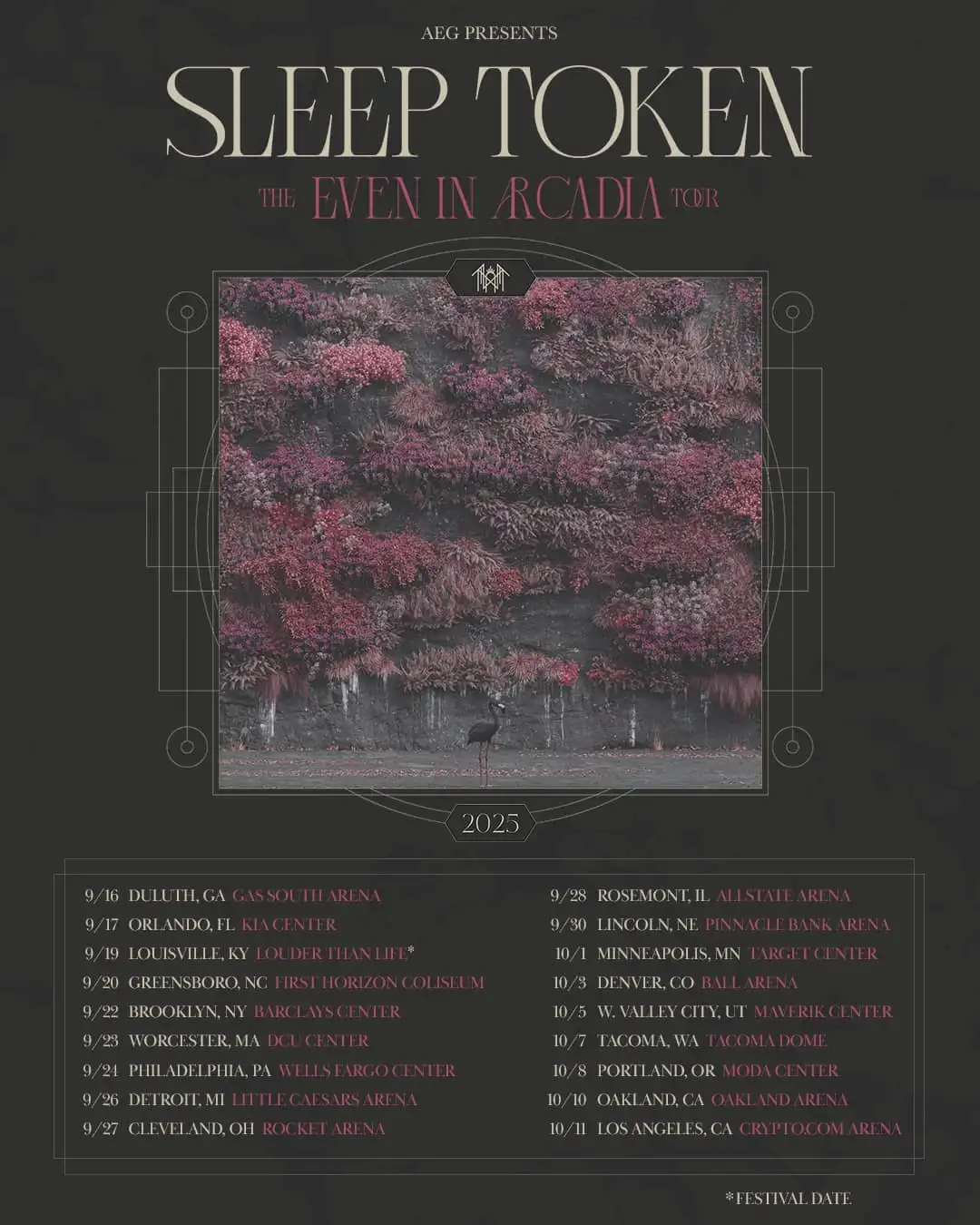 Sleep Token Even In Arcadia Tour Poster 2025